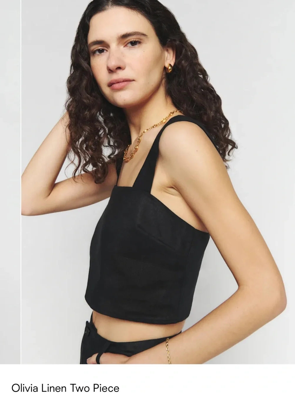 Reformation Black Linen Two Piece Set